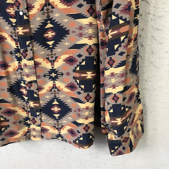Ryan Michael Shirt Mens 2XL Multicolor Silk Pearl Snap Southwestern Long Sleeve - Picture 10 of 16